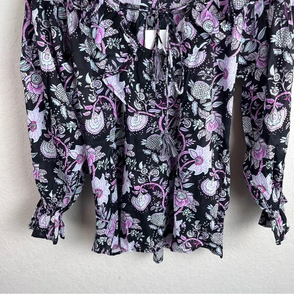 NWT Mille Resort May Top in Tropical Night XS Purple Floral Women’s Blouse - Picture 7 of 13